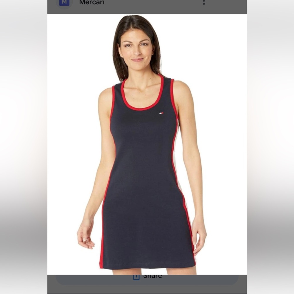 Tommy Hilfiger Color-blocked Tank Dress, Size S, Blue, Red and White